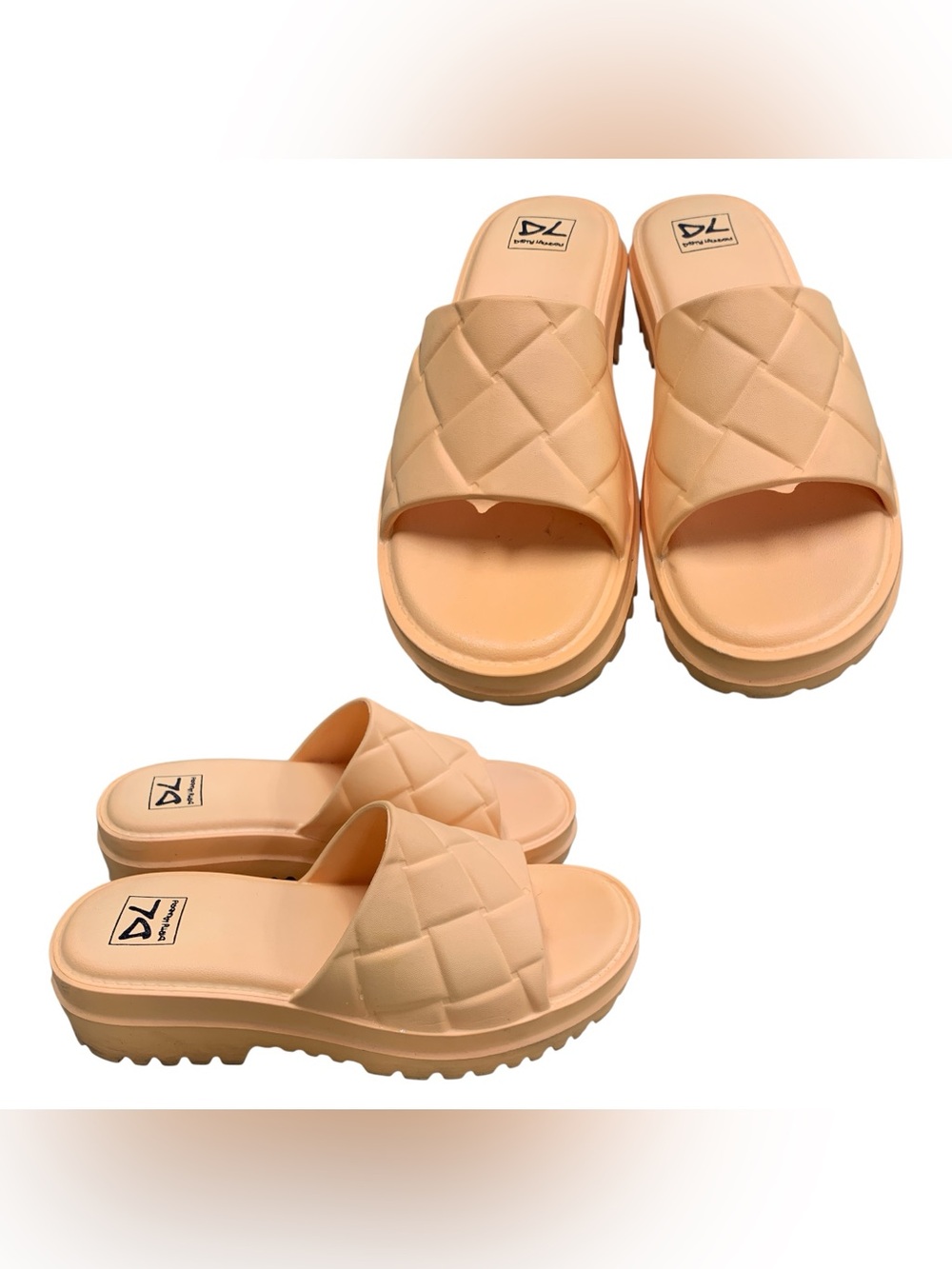 Dirty Laundry Quilted Slide Sandals in Nude Peach S8